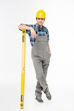 Workman with level tool clipart