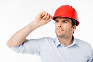 Male architect in hard hat clipart