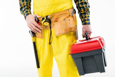 Workman with tool kit clipart