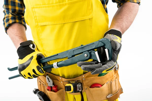 Workman com cinto de ferramentas — Fotografia de Stock