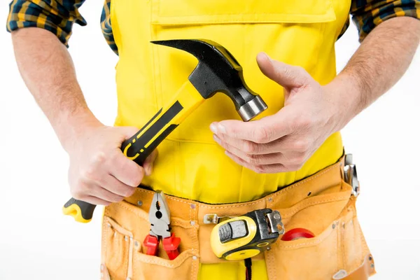 Workman holding hammer — Stock Photo, Image