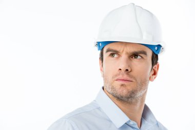 Male architect in hard hat clipart