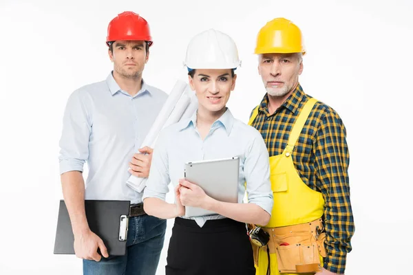 Two architects and workman — Stock Photo, Image
