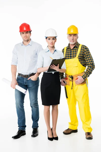 Two architects and workman — Stock Photo, Image