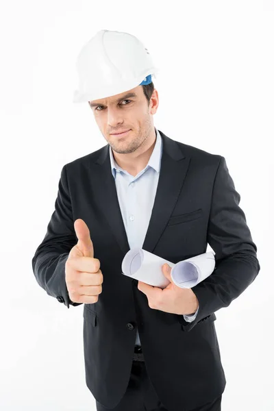 Arquiteto masculino em chapéu duro — Fotografia de Stock