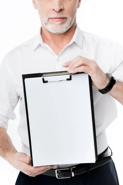 Man holding clipboard — Stock Photo, Image