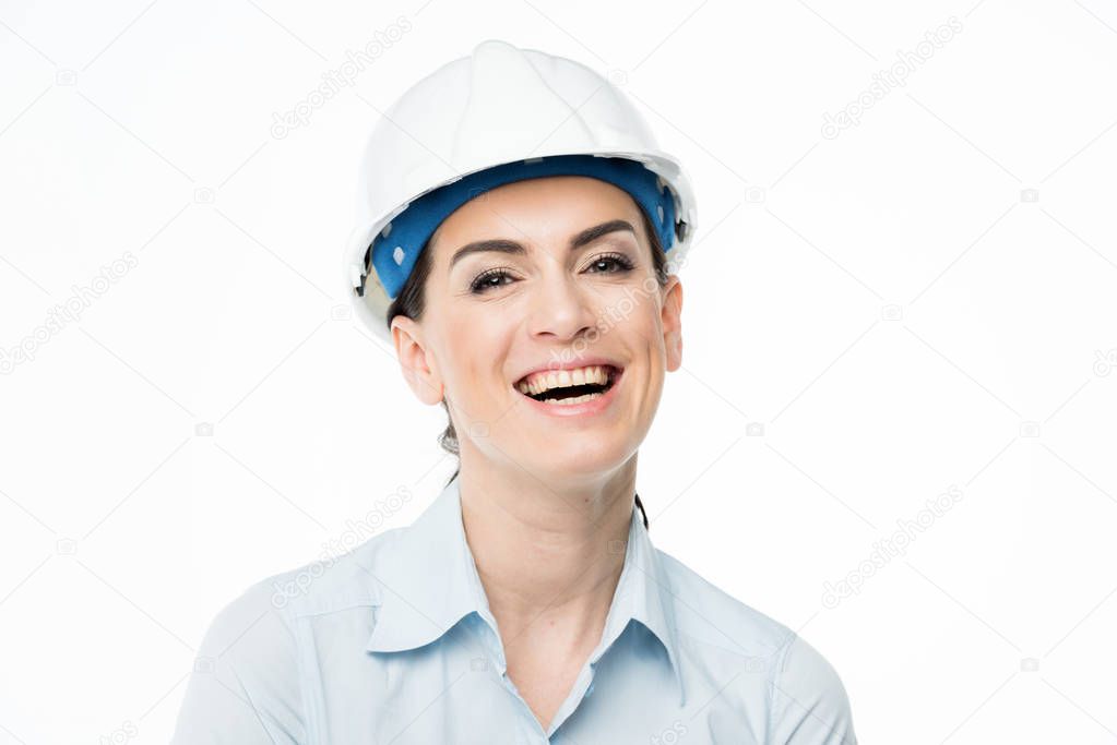 Female architect in hard hat