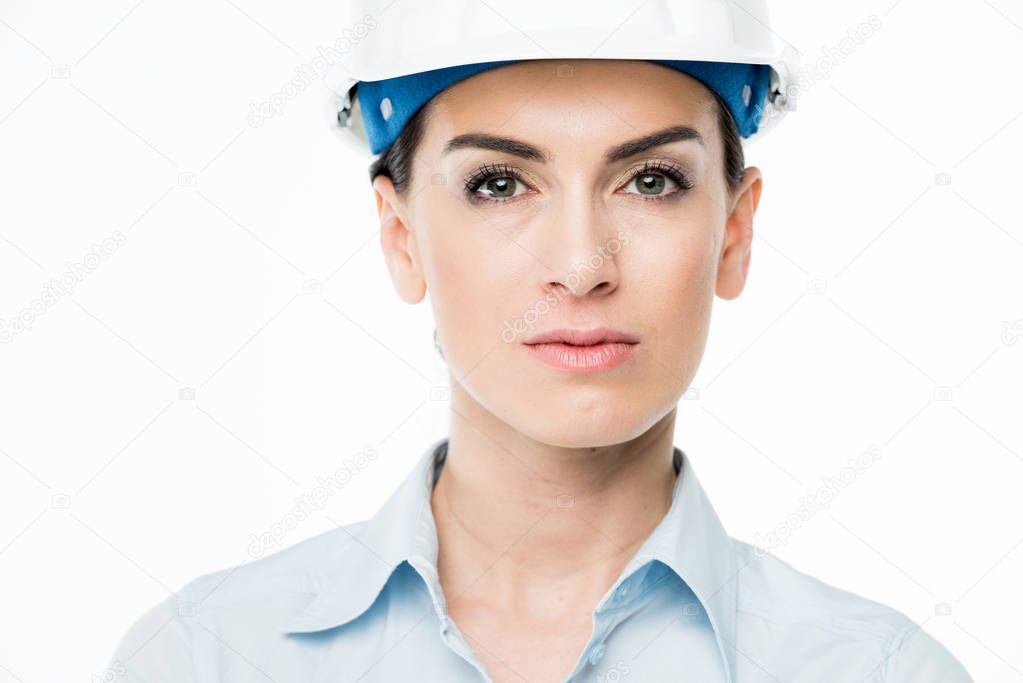 Female architect in hard hat