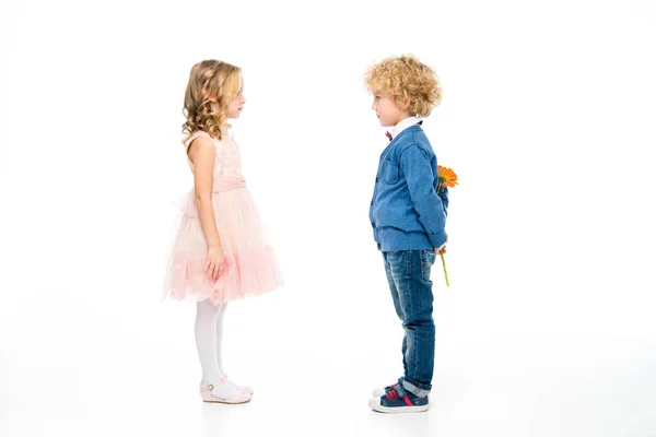 Adorable kids with flower — Stock Photo, Image