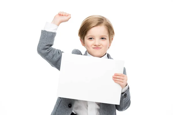 Boy with blank card — Stock Photo, Image