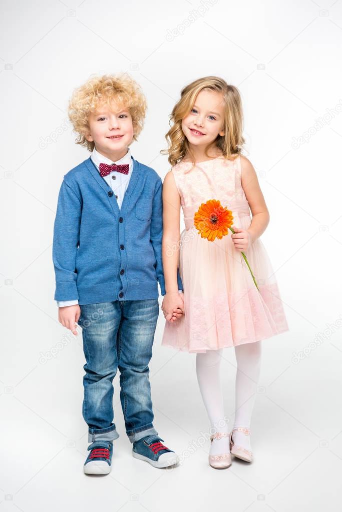 Adorable kids with flower