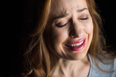 Young woman crying clipart