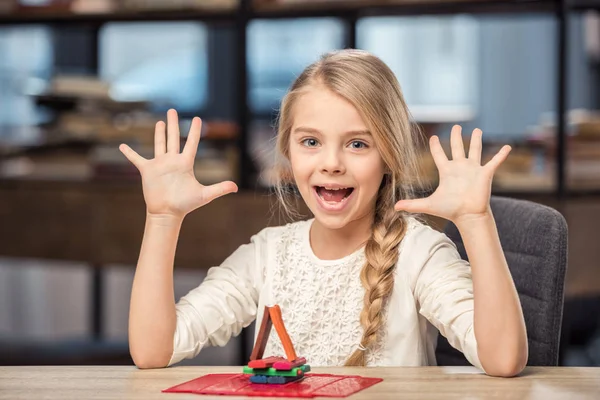 Girl playing with plasticine — Stock Photo, Image