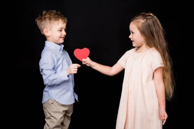 Kids with paper heart clipart