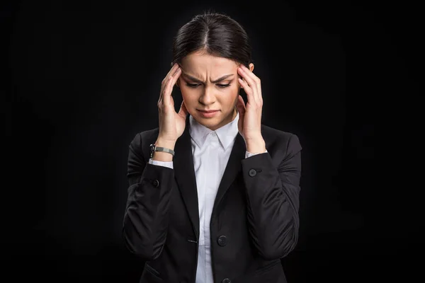 Young businesswoman with headache — Stock Photo, Image