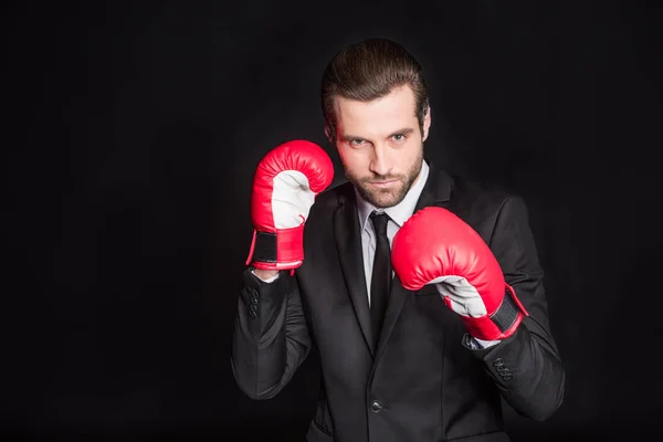 Empresario en guantes de boxeo —  Fotos de Stock