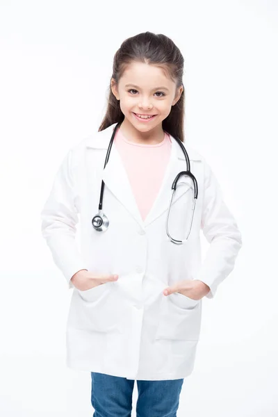 Fille en costume de médecin — Photo