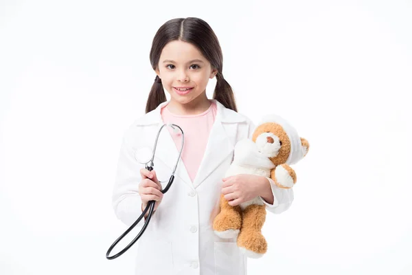 Bambina giocare medico — Foto Stock