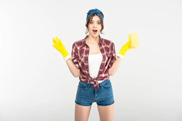 Young woman with sponge — Stock Photo, Image