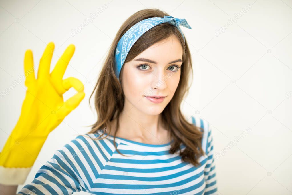 Woman showing ok gesture 