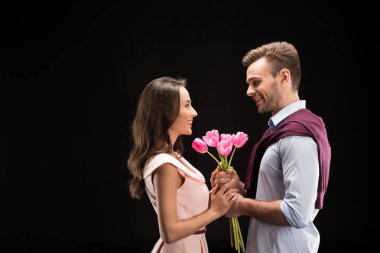couple in love with tulips clipart