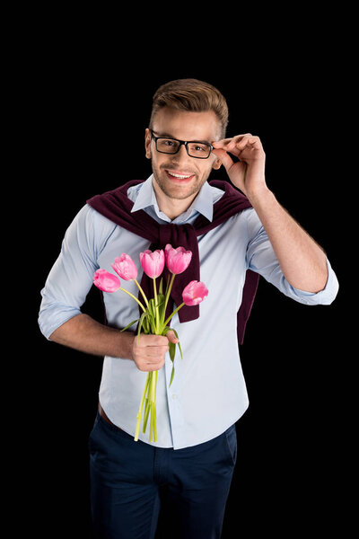 Man holding tulips