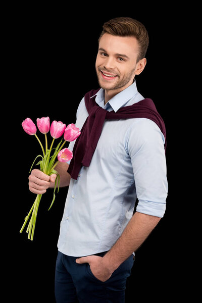 Man holding tulips