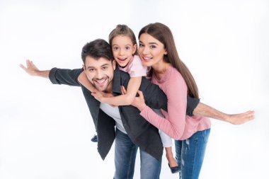 Happy family with one child   clipart