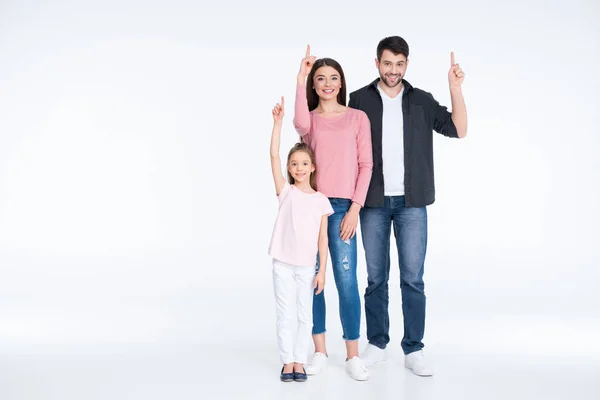 Familia feliz señalando —  Fotos de Stock