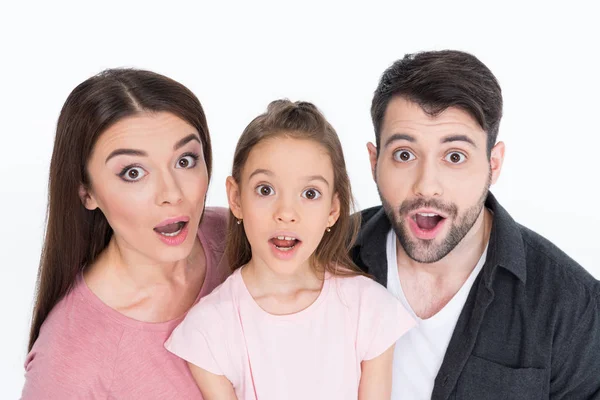 Surprised young family — Stock Photo, Image