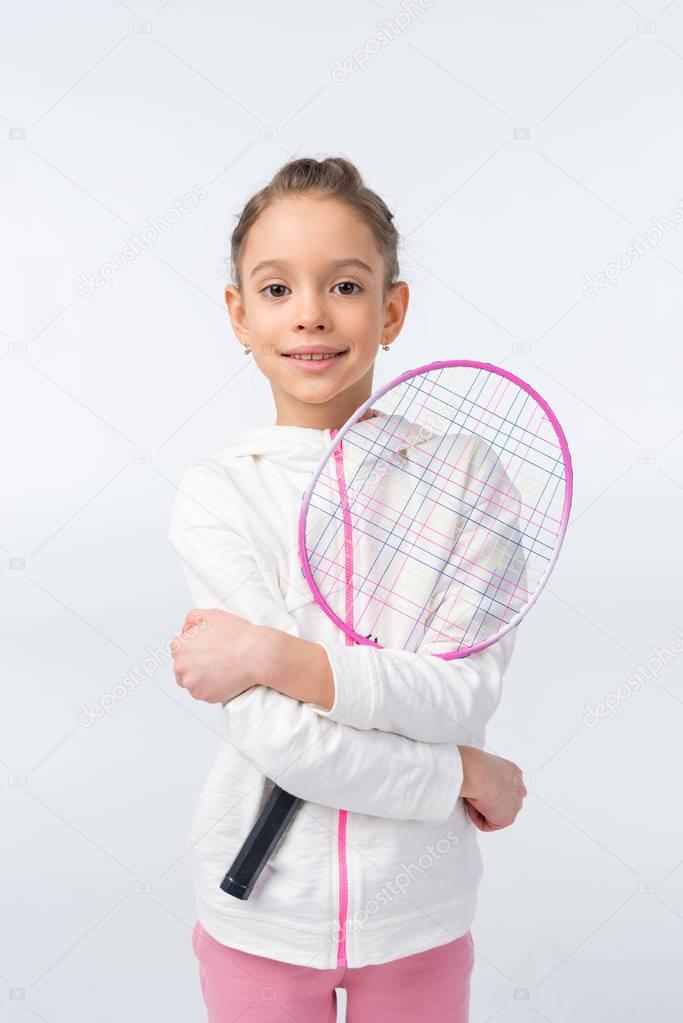 girl with badminton racket  
