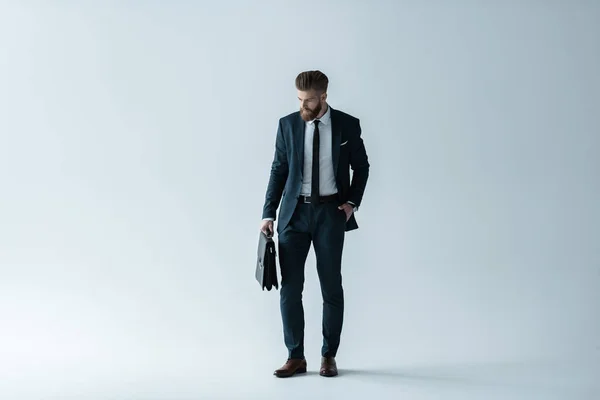 Hombre de negocios guapo con maletín —  Fotos de Stock