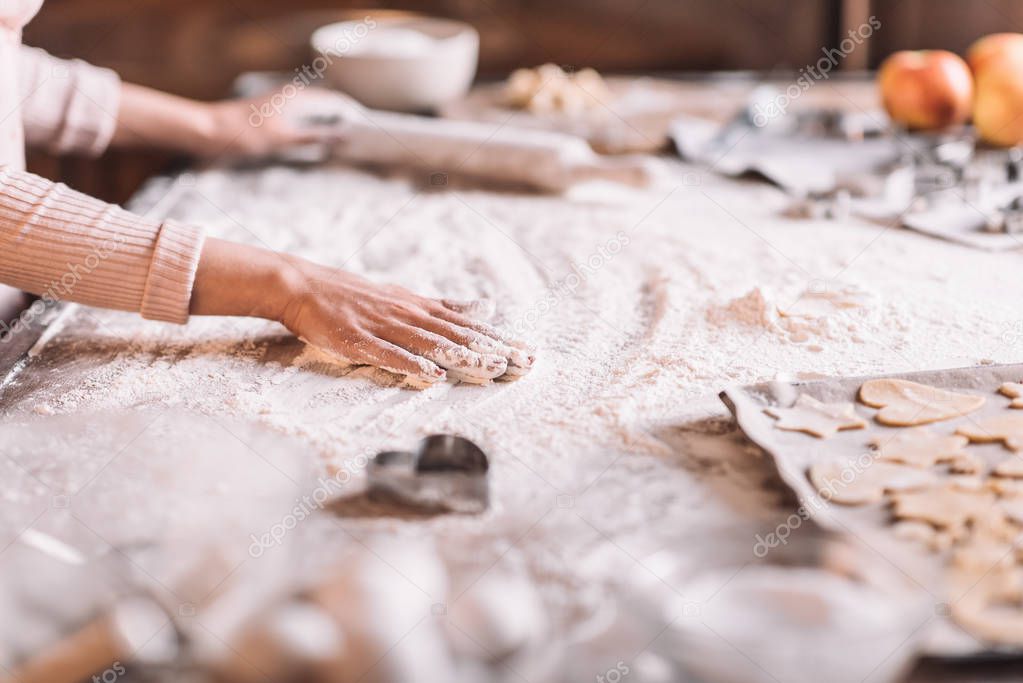 Woman kneading dough