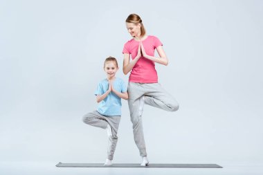 sporty mother and daughter clipart