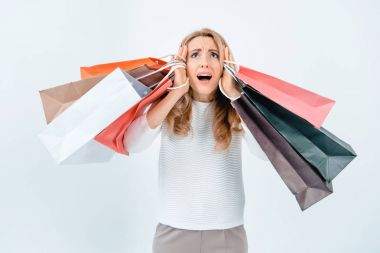 Woman with shopping bags  clipart