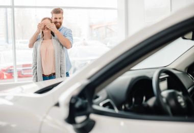 couple in dealership salon   clipart