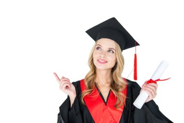 Student holding diploma  clipart