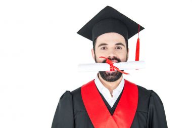Student holding diploma  clipart
