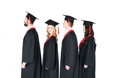 Mortarboards mutlu öğrenciler 