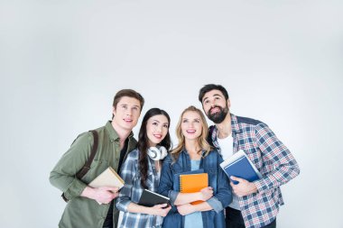 four students with books clipart