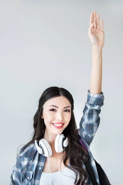 Man with raising hand — Stock Photo, Image