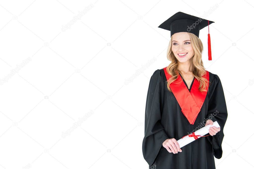 Student holding diploma 