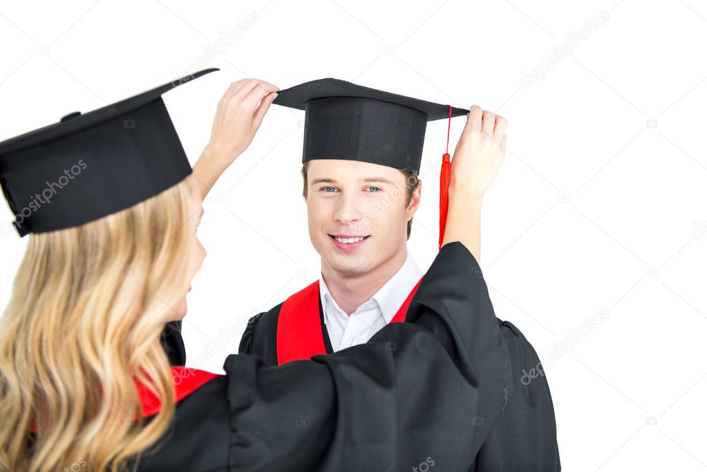 girl fixing graduation cap