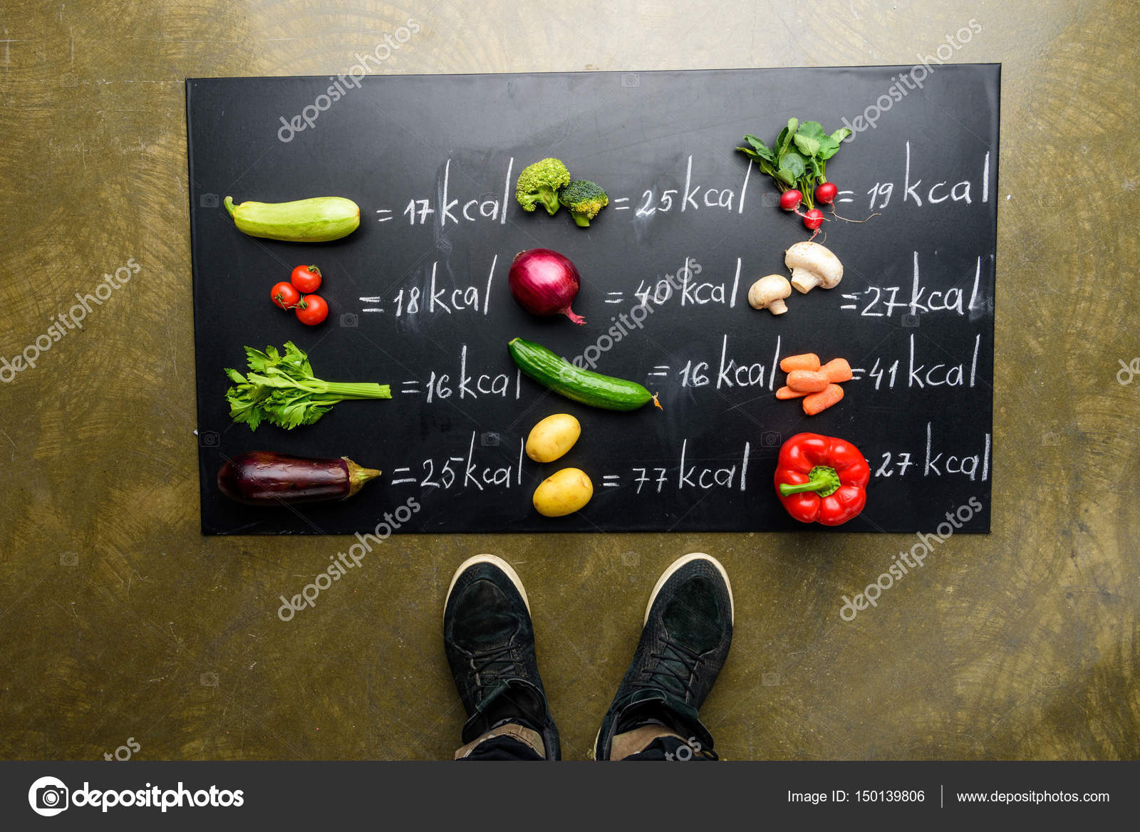 Fresh vegetables and calories table — Stock Photo © IgorTishenko 150139806