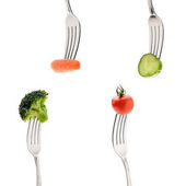 Картина, постер, плакат, фотообои "fresh vegetables on forks", артикул 150132372
