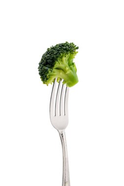 fresh broccoli on fork clipart