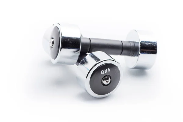 Two metallic dumbbells — Stock Photo, Image