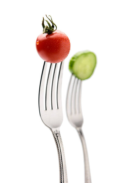 fresh vegetables on forks