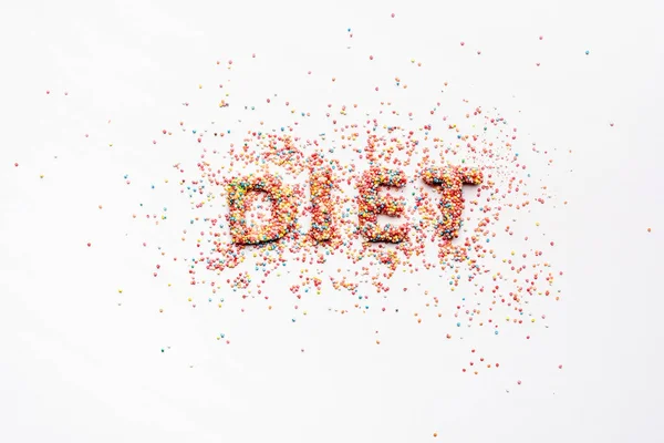 Slovo dieta od sladkosti — Stock fotografie