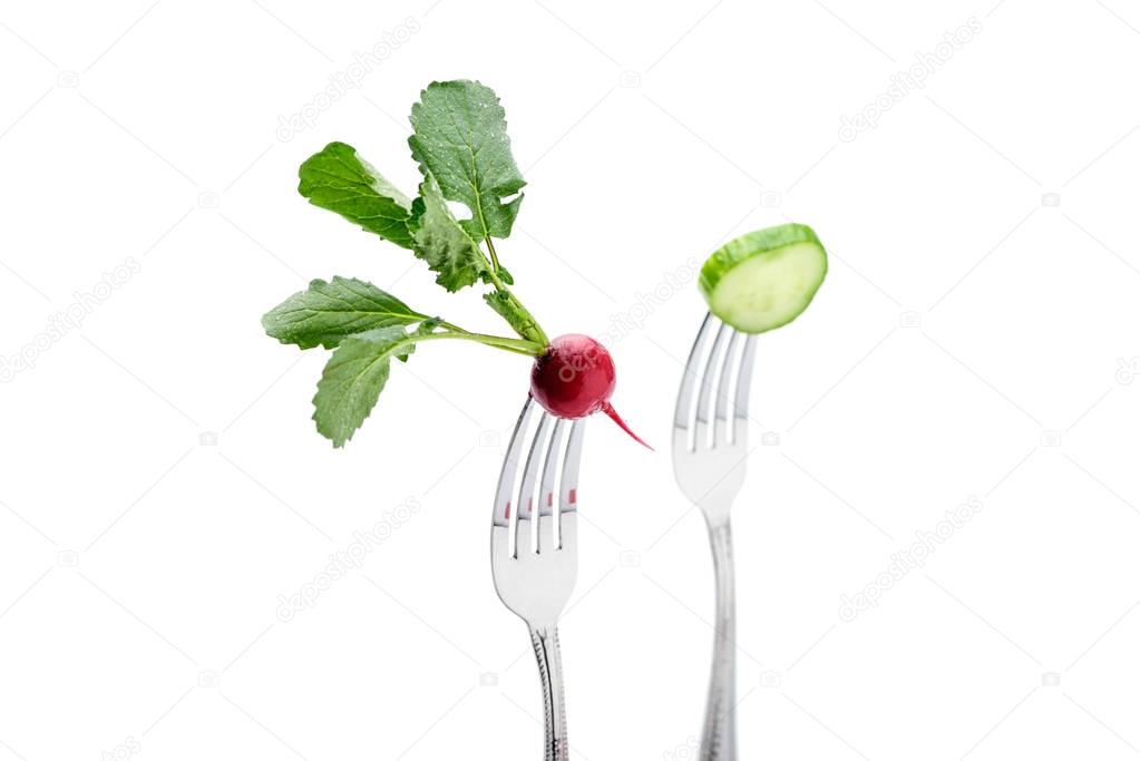 fresh vegetables on forks